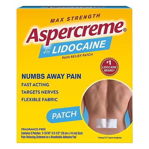 Image for Aspercreme Lidocaine Patch, Max Strength,5ea from Cheffy Drugs LLC