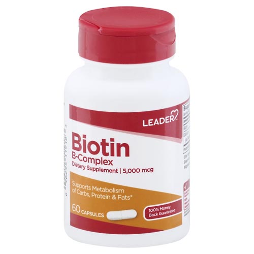 Image for Leader Biotin B-Complex, 5000 mcg, Capsules,60ea from Cheffy Drugs LLC